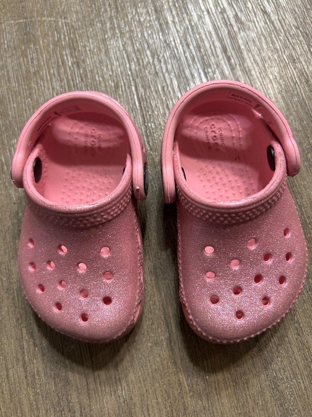 Crocs Pink Kids Clog Shoes - Glitter Comfort Clogs.